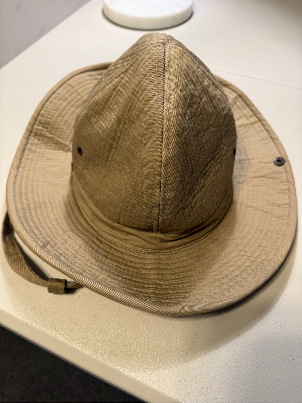 Vintage 80s Banana Republic Safari & Travel Pith Helmet Bush Sun Hat Khaki Tan